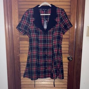 DOLLS KILL Plaid Button-Up Women's Dress